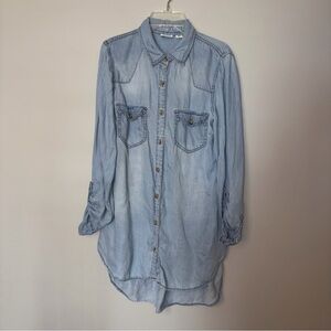 Women’s Cato Small Denim Button Down Shirt Longer Length